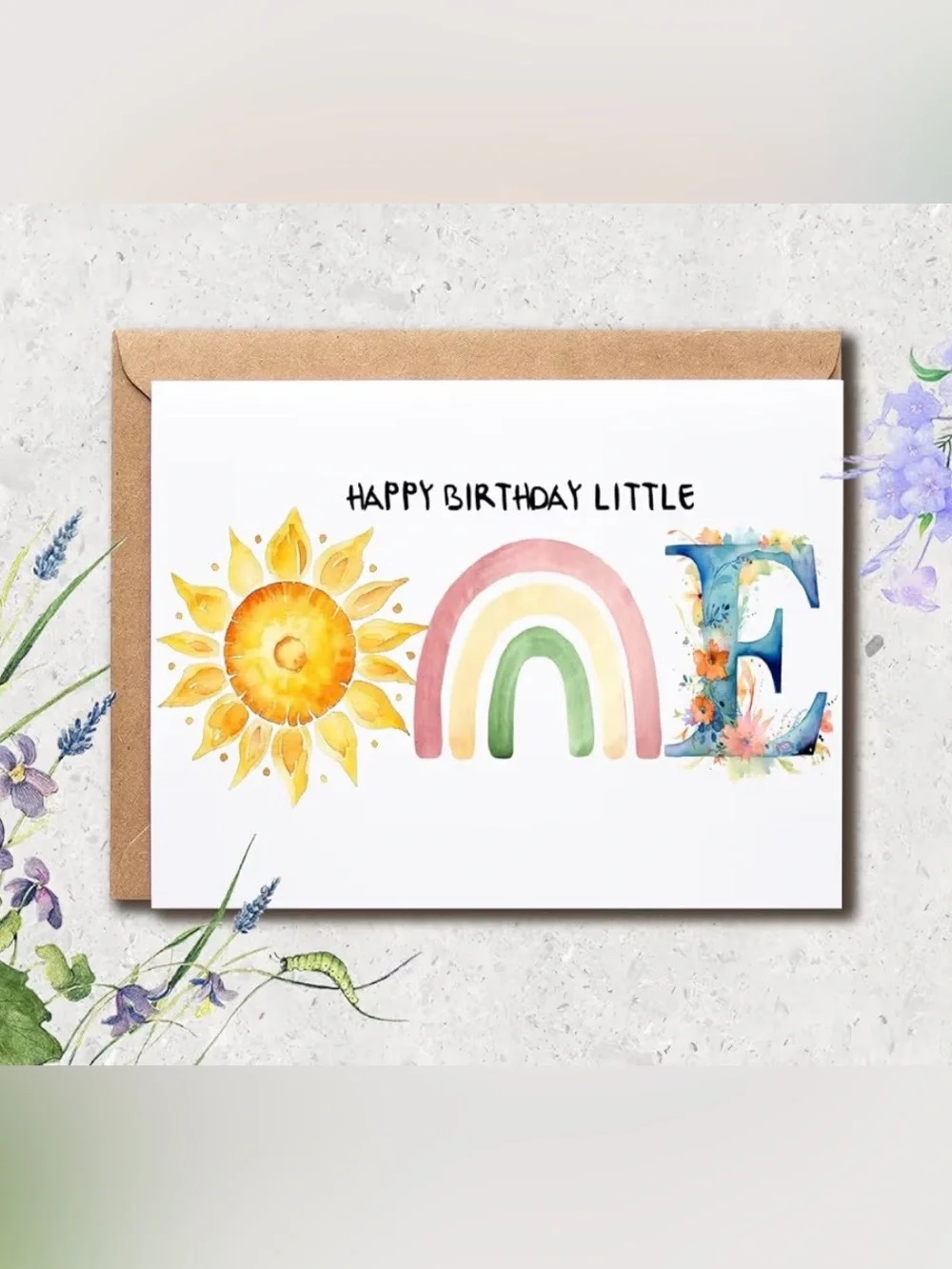 Sunflower & Rainbow Birthday Card - 'Happy Birthday Little One'